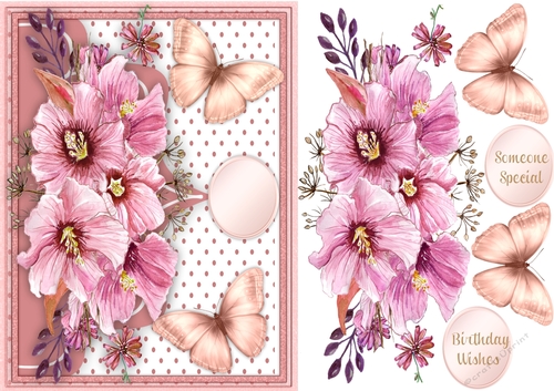 Beautiful Pink Roses and Butterflys 