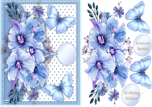 Beautiful Blue Roses and Butterflys 