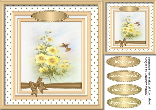 Beautiful Yellow Flowers and Humming Bird,