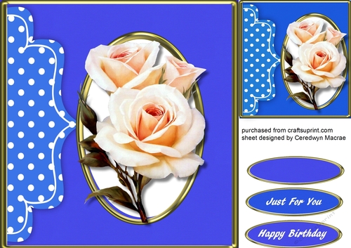 Beautiful Cream Roses ob a Gold Oval Frame 