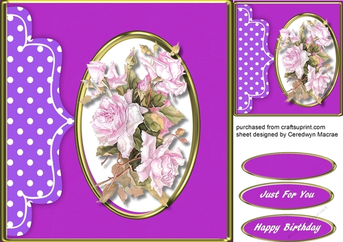 Beautiful lilac Roses in a Gold Oval Frame  