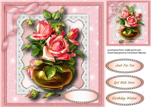 Bowl of roses o Battenburge Lace 