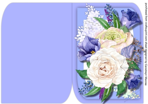 Print,Ccut, and Fold, white roses shaped card 
