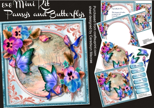 Beautiful Pansys and Butterflies Mini kIT