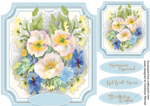 Beautiful Winter Roses on Cut Out Mat 