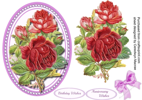 Beautiful Red Roses on a Pearl oval Mat 