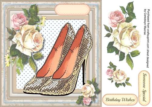Beautiful Gold Shoes and Roses 