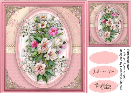 Beautiful Oval frame with Vintage Flowers 