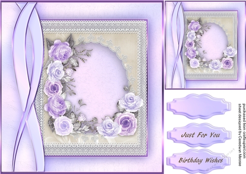 Soft Lilac roses on lace 