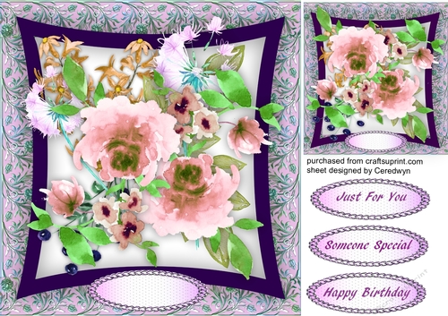 Beautiful Wwatercoloured Roses on a Bevelled Frame 
