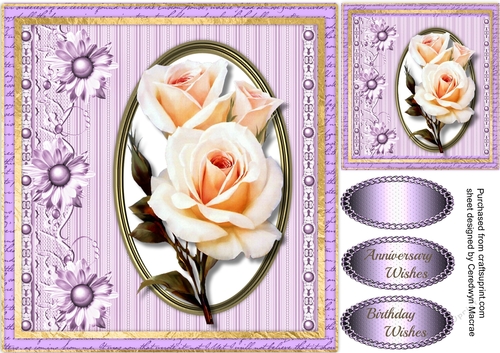 Beautiful Cream Roses in a Gold Frame 