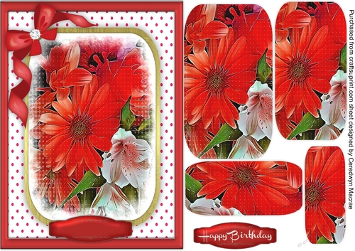 Beautiful red flowers in a Pyamid frame 