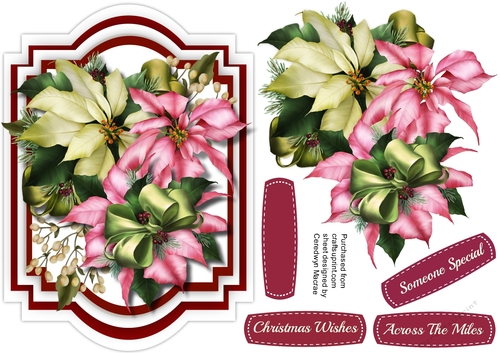Lovely Shaped card with Christmas Poinsettias 