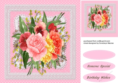 Beautiful Mixed roses on Fine Lace 
