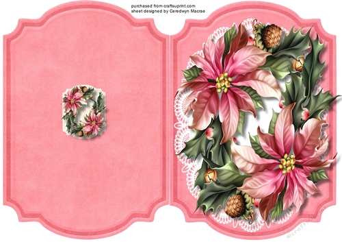 Print, Cut, and Fold, Pink Poinsettias 