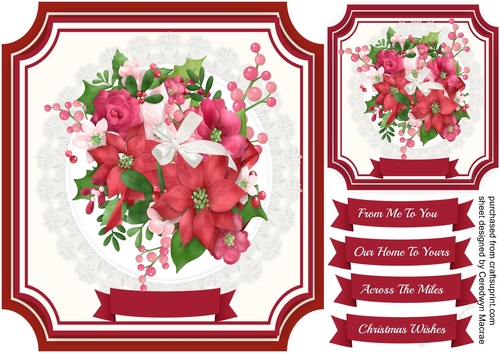 Beautiful Festive Flowers on a Cut Out Mat 