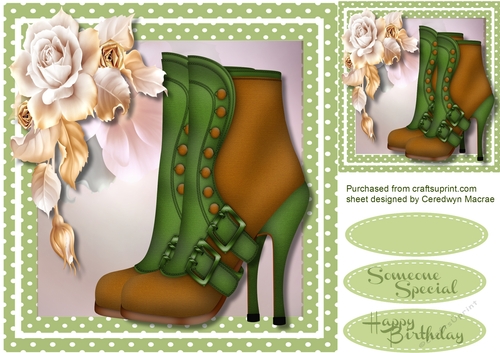 Beautiful Green Boots and Golden Roses 
