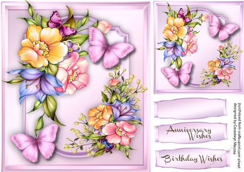 Beautiful flowers and Pink butterflys 