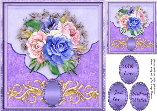 Beautiful Lilac envelope card with Roses 