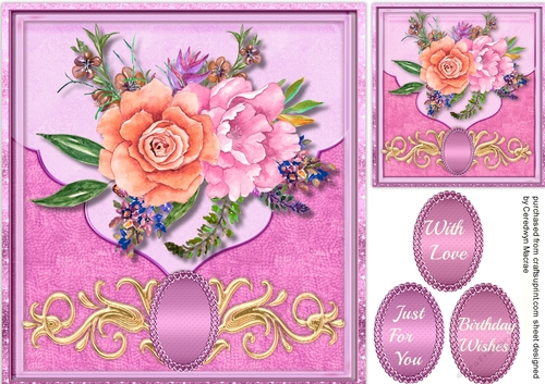 Beautiful Pink envelope card with Roses 