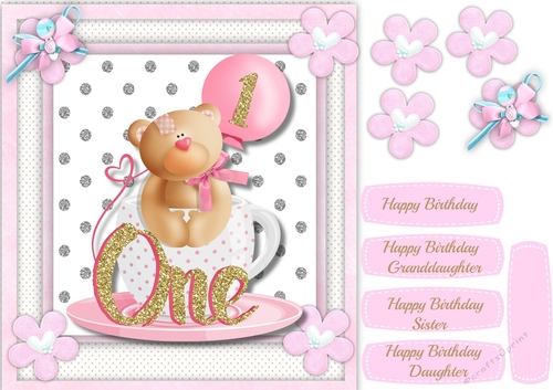 Babys 1st Birthdy Bear Pink