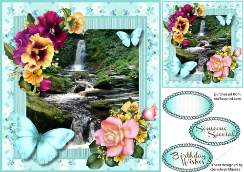 Beautiful Waterfall and Butterflys