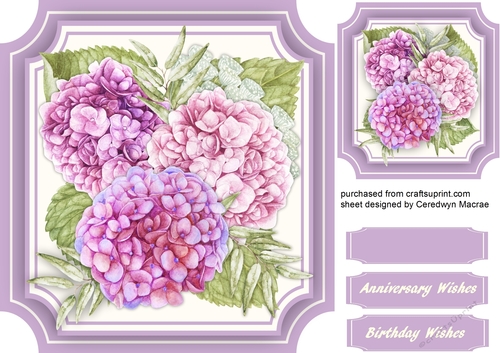 Beautiful lilac Hydranger in a Cut OutMat 