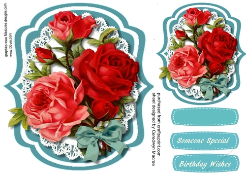 Beautiful red Roses on a lace Bracket 