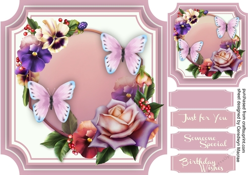 Stunning Pansys  , Roses and Butterfly,s