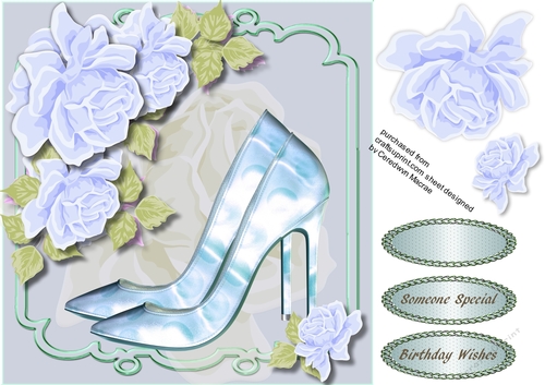 Beautiful Blue Roses and Shoes 