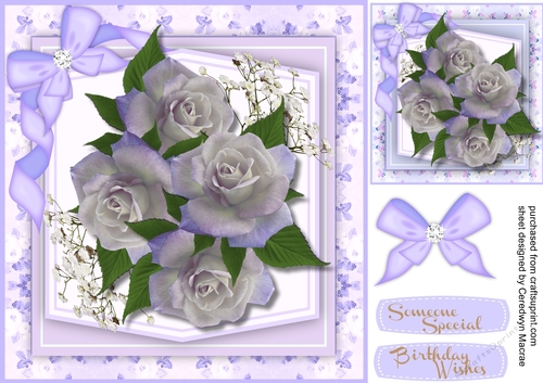 Beautiful Liac and White Roses with Babys Breath 