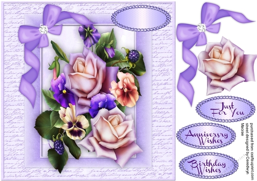 Beautiful Roses and Fruits  on a Script frame 