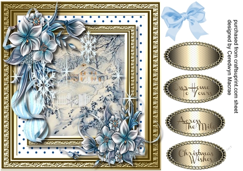 Beautiful Christmas Scene with Snowflakes and Baubles 