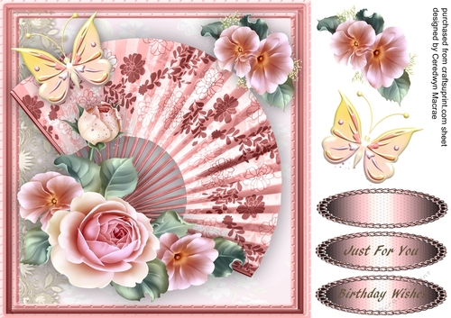 Beautiful Pink  Fan and Roses