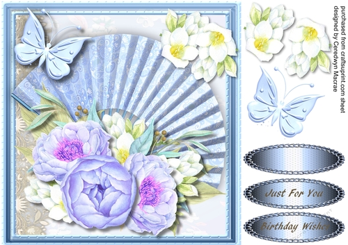 Beautiful Bblue Fan and Roses