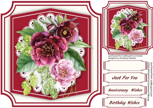Beautiful Wine Roses on Cut Out Mat 
