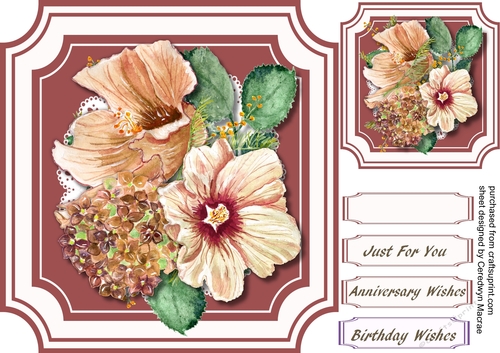 Beautiful Autumn Flowers on Cut-Out-Mat,