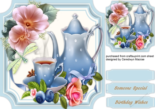Beautiful Blue Teaset and Rroses 