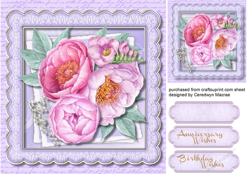 Beautiful Lilac Roses in a Scalloped Frame  2