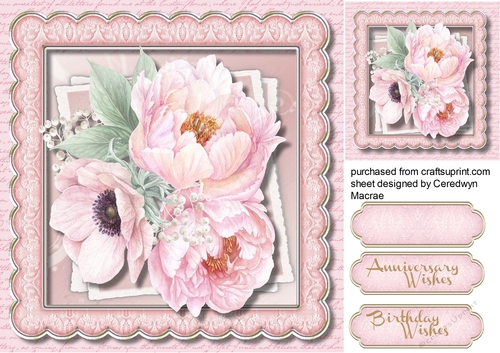 Beautiful Pink Rosesin a Scalloped frame 4