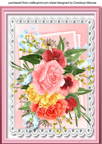 Beautiful A4 Mixed roses on lace 