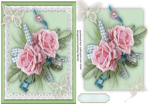 Beautiful A5 With Pink Roses and Lace Butterflys 