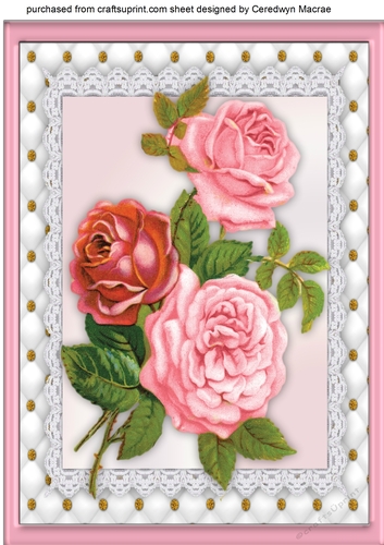 Beautiful A4ith Roses on a Lattice Mat 