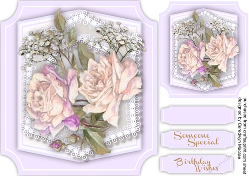 Beautiful SoftLilac Cut-Out Frame with Roses 