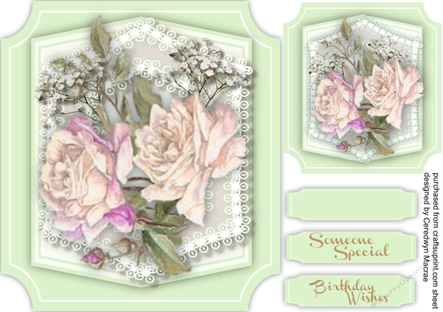 Beautiful Soft Green Cut-Out Frame with Roses 