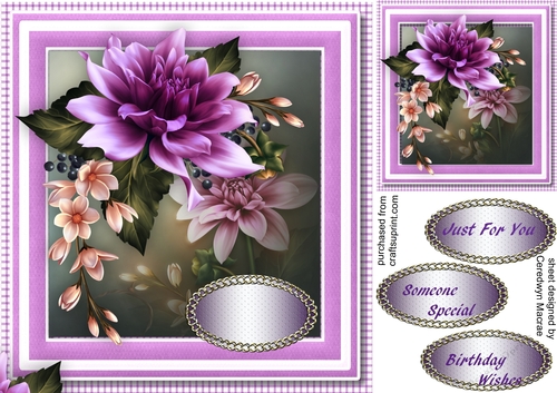 Beautiful Lilac Dahlias In a Gingham Frame 