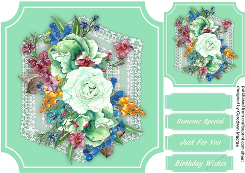 Beautiful Pale Green Roses on Stunning Lace 