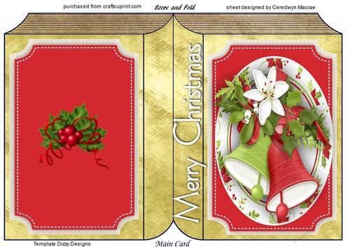 Beautiful Christmas Book card wih Bells 