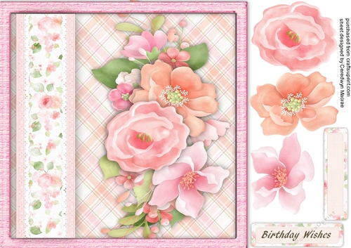 Beautiful Summer roses in a Pink Frame 