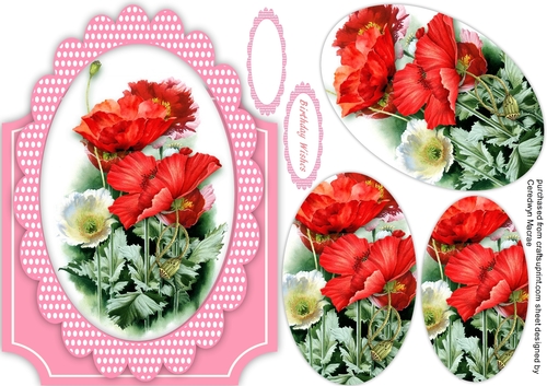 Beautiful Poppies in a Oval Mmat 